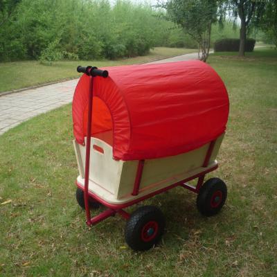 China Four Wheel Metal Pull Wagon Cart Kids Wagon Stroller 100kg Load Capacity for sale
