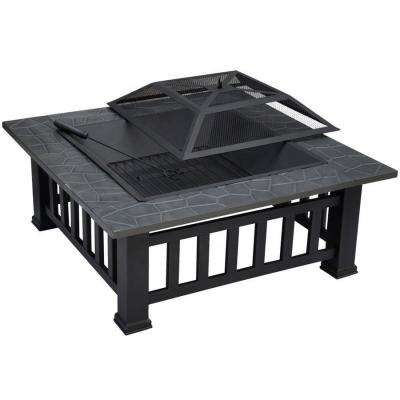 China Premium Table Top Fire Pit Outdoor Patio Fire Pits Table With Spark Screen Cover Poker for sale