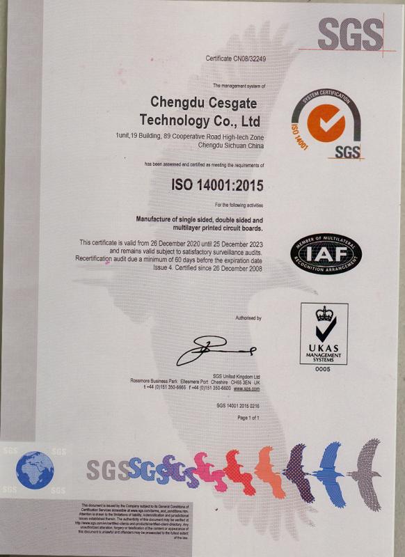 ISO14001 - Chengdu Cesgate Technology Co., Ltd
