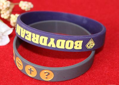 China Soft Custom Silicone Rubber Wristbands Delicate Debossed Color Filled Logo for sale