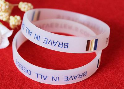 China Half Transparent Custom Rubber Band Bracelets , Engraved Rubber Wristbands OEM Production for sale