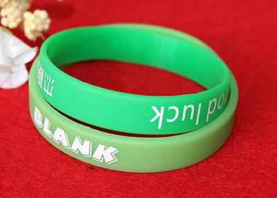 China Washable Imprinted Rubber Bracelets , Personalized Silicone Wristbands Non Toxic for sale