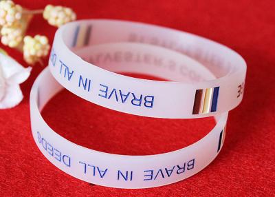 China Half Transparent Rubber Wrist Bracelets 180mm Perimeter Embossed Technique for sale