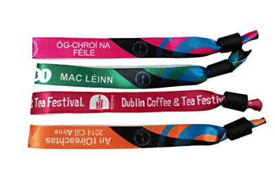 China Printed Logo Woven Cloth Wristbands 15mm*350mm Size Outstanding Durability for sale