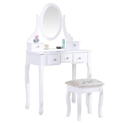 China Touch Screen Pine Wood Mirrored Dresser Table With Mirror Led Lights for sale