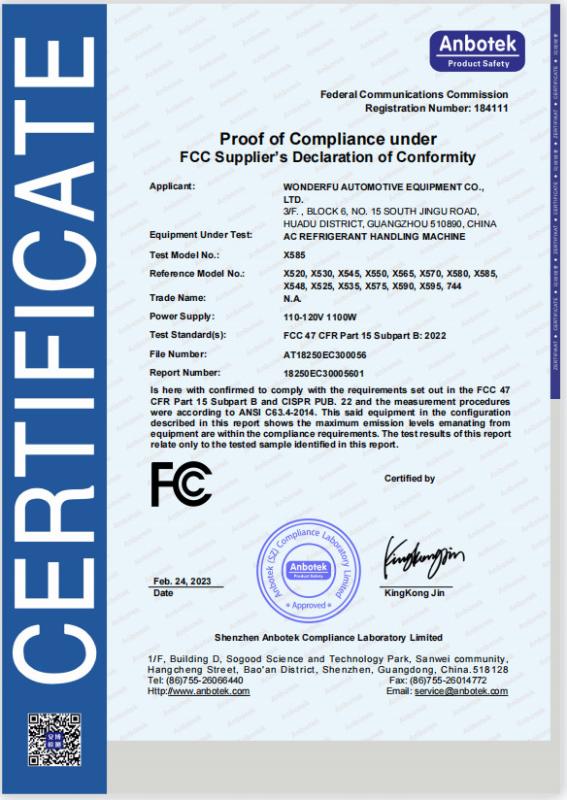 FCC - Guangzhou Wonderfu Automotive Equipment Co., Ltd