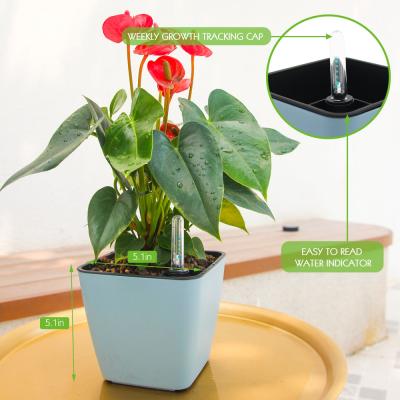 China Hot Selling 2021 Flower Planter Stackable Self Planter Self Watering Flower Plant Plastic Pots For Gardening for sale