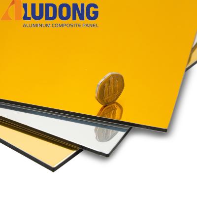China 3MM Gold Silver Mirror Aluminum Composite Panel PE Coating for sale