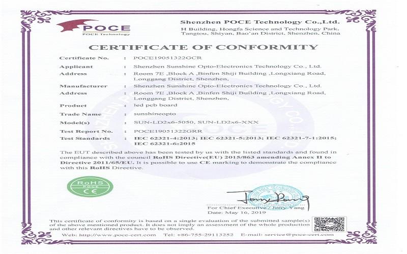 PCB ROHS - Sunshine Opto-electronics Enterprise Co.,ltd