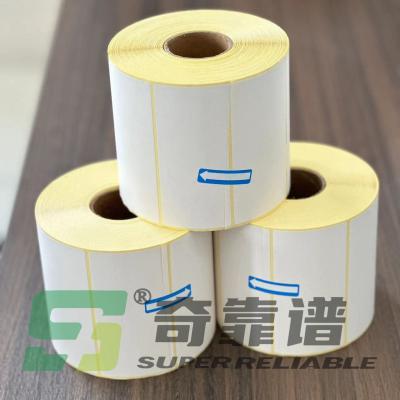 China Thermal Paper Sticker Barcode Sticker with Yellow Color Glassine Liner for sale