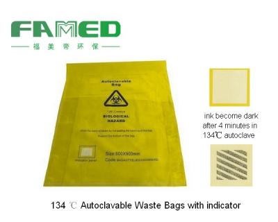 China 134 ℃ Autoclavable Waste Bags with indicator for sale