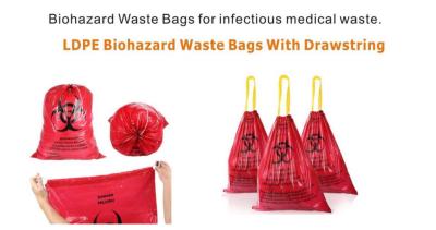 China LDPE Biohazard waste bags with drawstring for sale