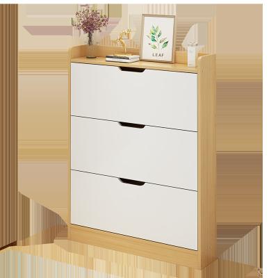 China MDF Modern Entryway Shoe Cabinet , H115cm 3 Tier Shoe Cabinet for sale