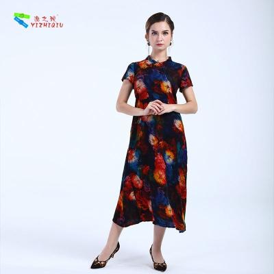 China Modified Traditional Cheongsam Dress , Cotton One Piece Long Cheongsam Dress for sale