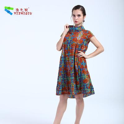 China Escote elegante del soporte del vestido del vestido del cortocircuito del algodón respetuoso del medio ambiente en venta
