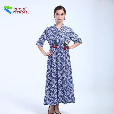 China Vestidos longos cabidos magros simples da luva das senhoras com projeto feito a mão do botão à venda