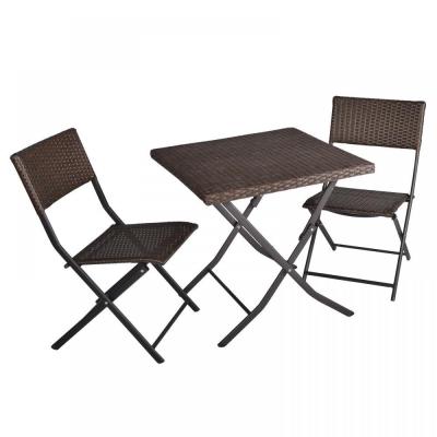 China 3 Piece Rattan Table And Chairs Patio Deck Outdoor Foldable Furniture Wicker Set Cheap Rattan Furniture for sale