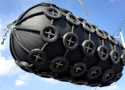 China Yokohama Type Black Ship Marine Pneumatic Natural Rubber Fender With Chain Tyre Net for sale