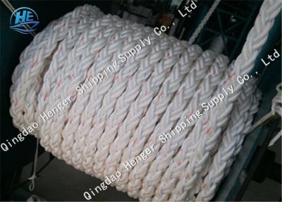 China Rolled Braided Nylon Rope MTR White 8 Strand Mooring Rope High Strength For Ship for sale