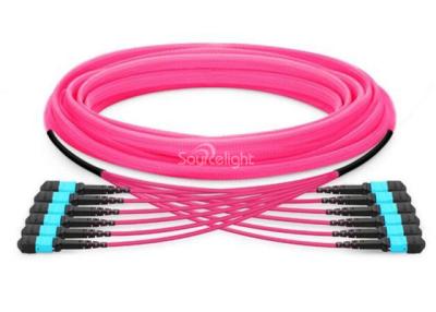China Mpo a la aguamarina del cordón de remiendo de Mpo Mtp de los corazones de Mpo Om3 Om4 72 o a la fibra púrpura de Corning del cable en venta