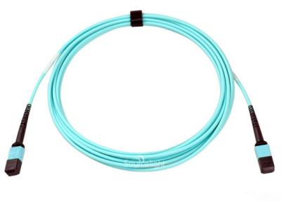 China Mtp Female Mtp Female Om3 Fiber Optic Patch Cord 12 Core Aqua Color for sale