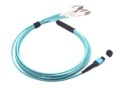 China Green Mpo Mtp To Lc Multimode Fiber Optic Cable Fanout 8f Cores 3.0mm To 2.0mm for sale