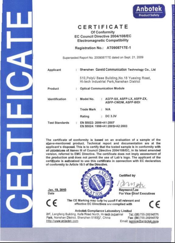 CE - Shenzhen Gaveid communication Technology Co.,Ltd