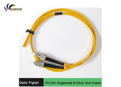 China 9/125um 3mm Optic Pigtail FC Patch Cord for sale