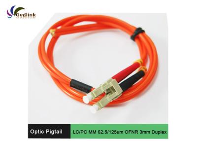 China 62.5/125um 3mm Optic Pigtail LC MM Patch Cord for sale