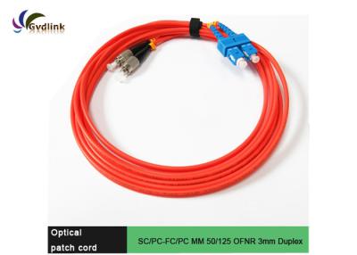 China SC/UPC-FC/UPC MM OFNR 3mm Fiber Optic Patch Cables for sale