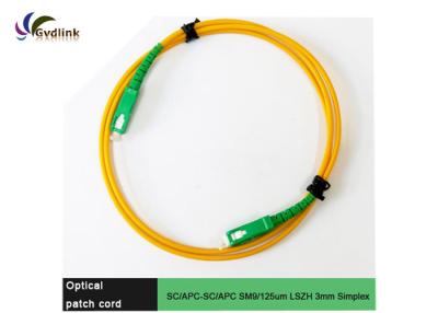 China SC/APC-SC/APC SM 9/125um 3mm Simplex Fiber Patch Cord for sale