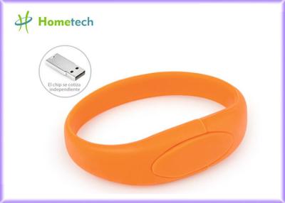China Lápiz de memoria anaranjado del usb de la pulsera de memoria Flash del usb del silicón de la pulsera de memoria USB de la pulsera en venta