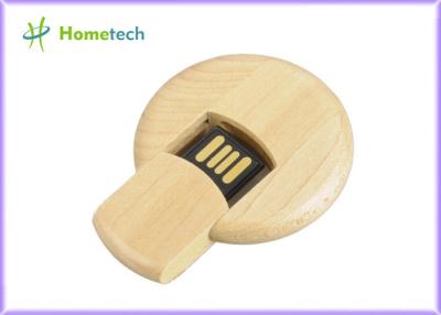 China Round shape real capacity Wooden USB Flash Drive , micro wooden thumb drive for sale