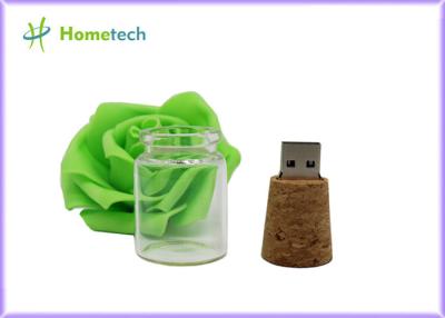China 16GB Wooden USB Drive Creative Promotional Crystal Message Bottle Shape for sale