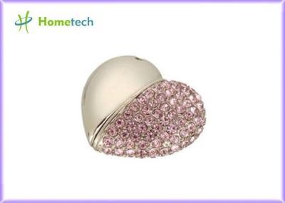 China Pink Crystal Love Heart Usb 2.0 USB Flash Drive USB Pendant 4GB 8GB fow wedding gifts for sale