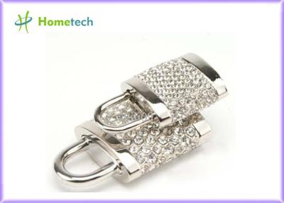 China 256MB / 512 MB / 1GB Silver Diamonds Gadget Crystal Lock USB Flash Drive Real Capacity for sale