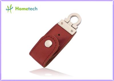 China USB 2.0 Leather USB Flash Disk Key Chain , Flash Memory Pen Drive USB Thumb Stick for sale