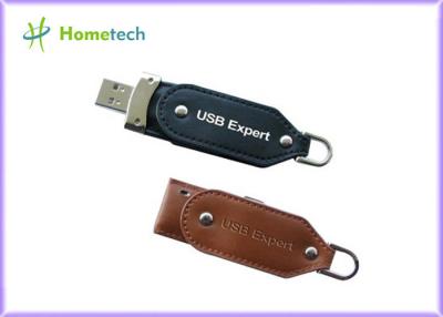 China Black Leather USB Flash Disk 16GB / Leather Pen Drive For Work for sale
