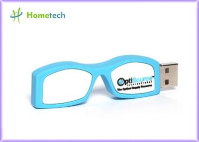 China Movimentação de borracha 32GB azul do flash de USB dos desenhos animados dos vidros bonitos personalizada à venda