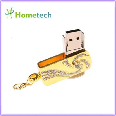 China Pendrive 32gb Pen Drive Memory Stick Gold Stainless Steel Rotary Key Chain 8gb 16gb for sale