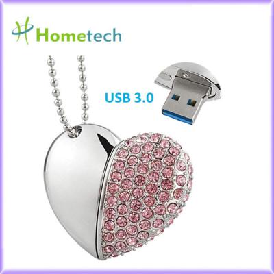 China Memoria USB cristalina del corazón del collar 32GB del USB 3,0 en venta