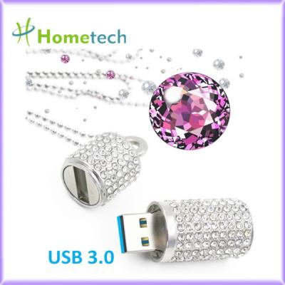 China o flash de cristal cilíndrico de USB da memória de 64GB 32GB 16GB conduz à venda