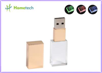 China Custom corporate gift glass usb stick pendrive USB 2.0 3.0 Crystal LED 64GB Flash Memory Stick for sale