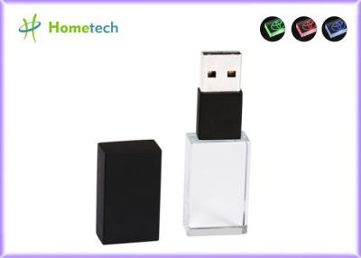 China Waterpoof Crystal Usb Flash Drive Led enciende para arriba memoria USB transparente del cristal de 32GB 10mb/s en venta