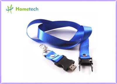 China Advertising Blue Lanyard USB Stick 16gb Customized Flash Memory Drive for engineer / designer for sale