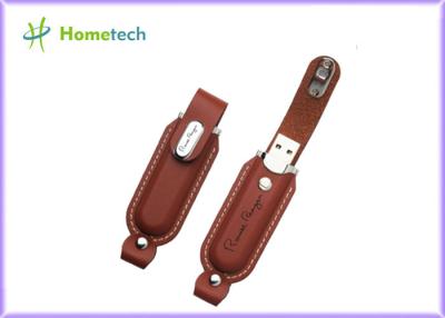 China Portable Creative Leather USB Stick / Black Leather USB Memory Disk for sale