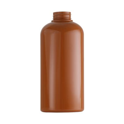 China 450ml Brown Plastic Lotion Pump Bottle Long Mouth Wide Caliber for sale