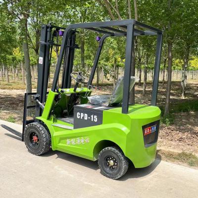 China 1.5T 4 Wheel Electric Forklift Walking Forklift Stacker Driving Type Stacker for sale