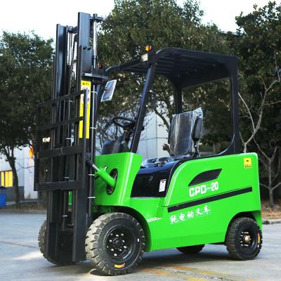 China 2T Wheel Electric Forklift 4 Wheels Pallet Stacker With Battery Powered Forklift Truck for sale