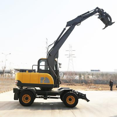 China Road Work Equipment Wheel Hook Machine Wheeled Wood Grabber Digger Excavator for sale
